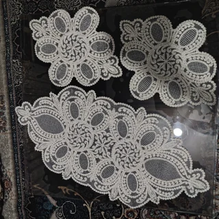 رومیزی سه تیکه کار ترک ریز بافت
